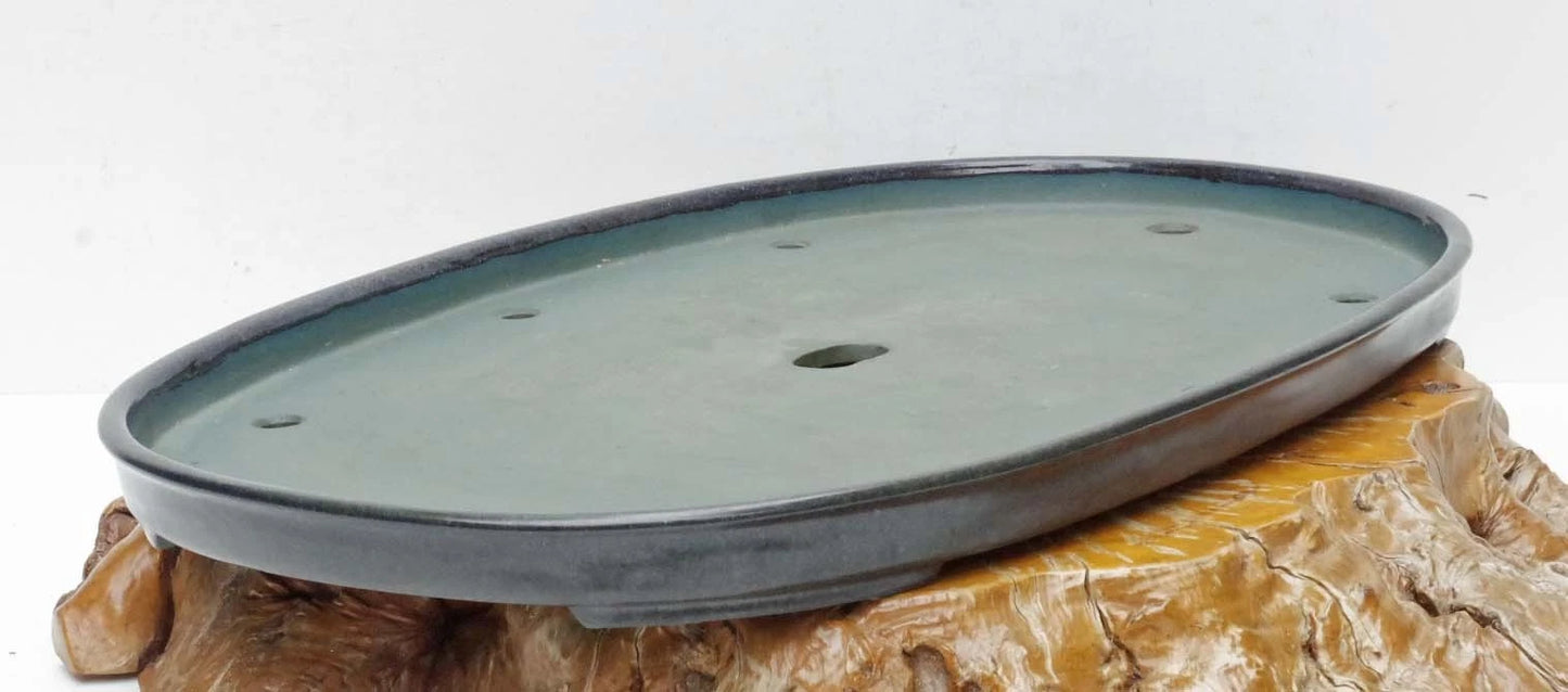 Bonsai Pot Extra Large Navy Blue Glazed Oval Harumatsu Width 75cm( 29 7in.)