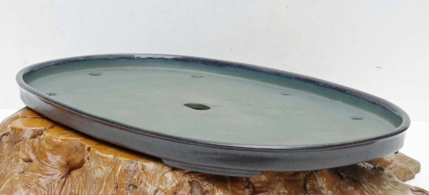 Bonsai Pot Extra Large Navy Blue Glazed Oval Harumatsu Width 75cm( 29 7in.)