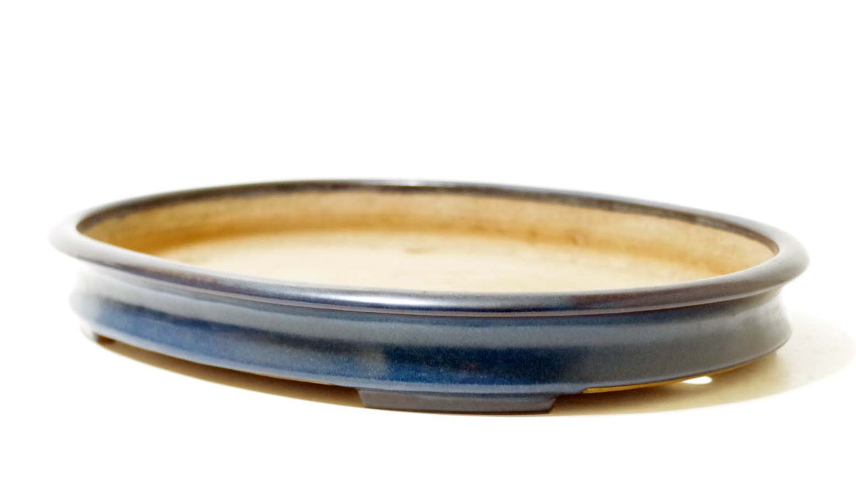 Bonsai Pot Tokoname YAMAFUSA Blue Glazed Oval Width 47 cm (18.50 in.) Extra Large