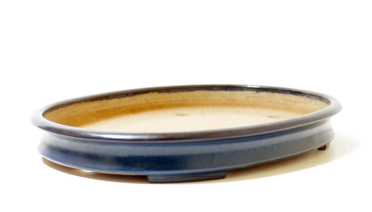 Bonsai Pot Tokoname YAMAFUSA Blue Glazed Oval Width 47 cm (18.50 in.) Extra Large