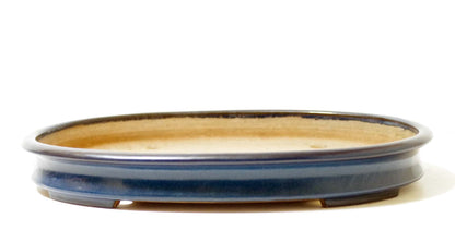 Bonsai Pot Tokoname YAMAFUSA Blue Glazed Oval Width 47 cm (18.50 in.) Extra Large