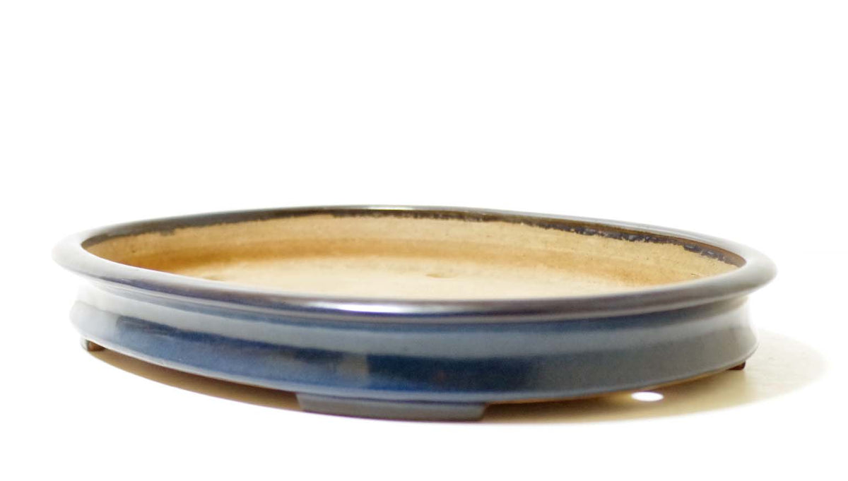 Bonsai Pot Tokoname YAMAFUSA Blue Glazed Oval Width 47 cm (18.50 in.) Extra Large