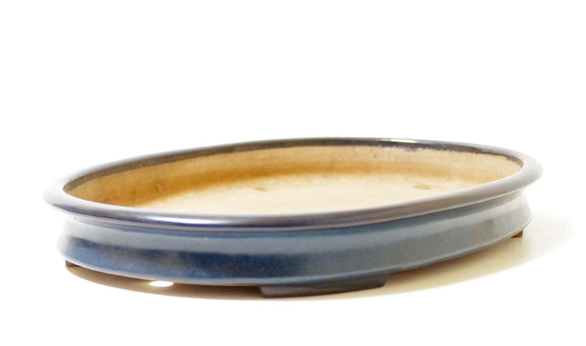 Bonsai Pot Tokoname YAMAFUSA Blue Glazed Oval Width 47 cm (18.50 in.) Extra Large