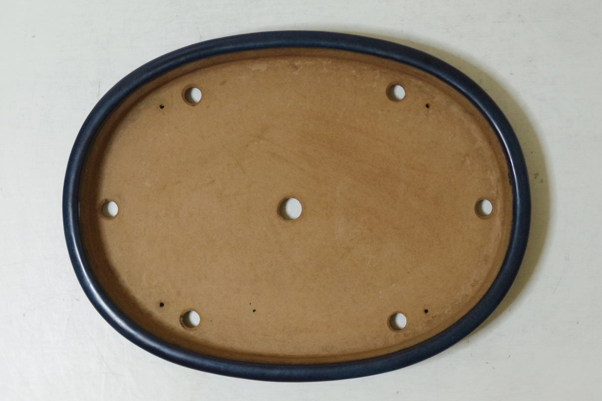 Bonsai Pot Tokoname YAMAFUSA Blue Glazed Oval Width 47 cm (18.50 in.) Extra Large