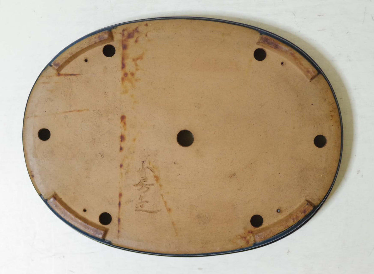 Bonsai Pot Tokoname YAMAFUSA Blue Glazed Oval Width 47 cm (18.50 in.) Extra Large