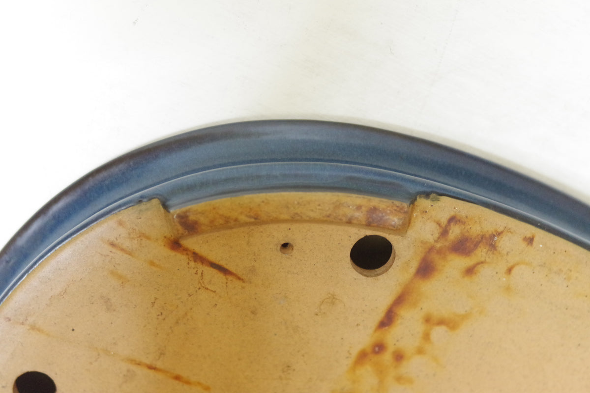 Bonsai Pot Tokoname YAMAFUSA Blue Glazed Oval Width 47 cm (18.50 in.) Extra Large