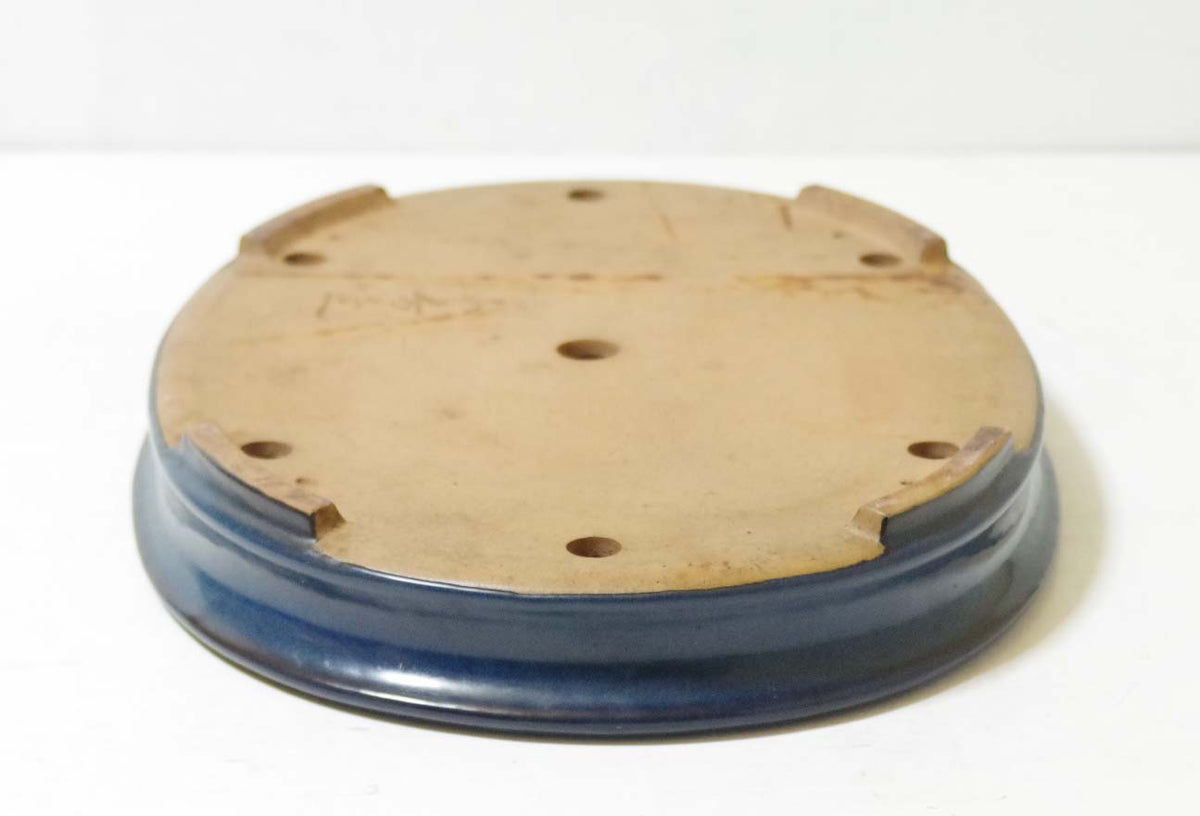 Bonsai Pot Tokoname YAMAFUSA Blue Glazed Oval Width 47 cm (18.50 in.) Extra Large