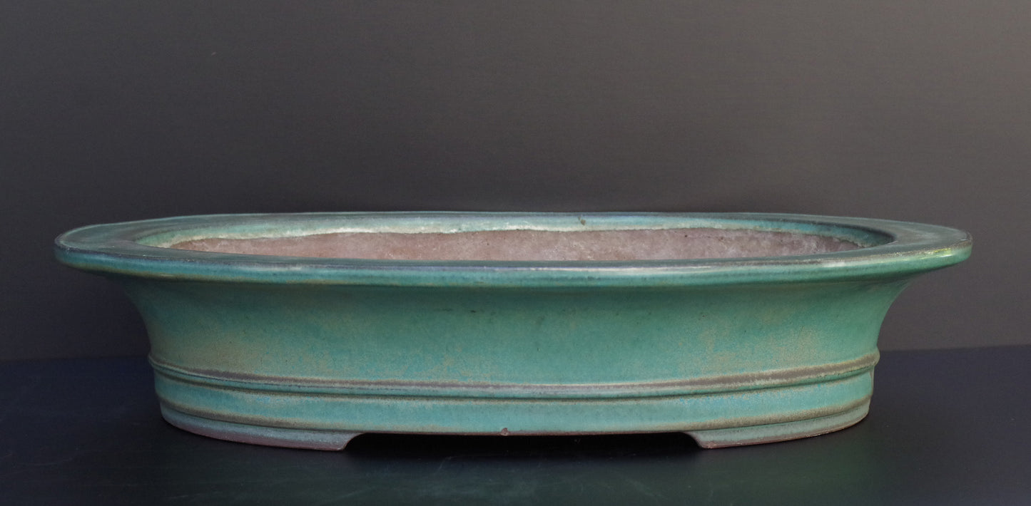 Bonsai Pot Tokoname Kakuzan Green Glazed Oval Width 56.0 cm (22.0 in.) Extra Large