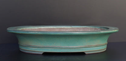 Bonsai Pot Tokoname Kakuzan Green Glazed Oval Width 56.0 cm (22.0 in.) Extra Large
