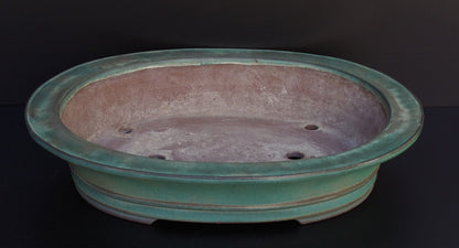Bonsai Pot Tokoname Kakuzan Green Glazed Oval Width 56.0 cm (22.0 in.) Extra Large
