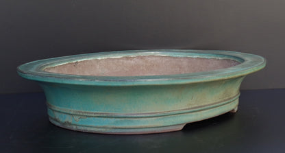 Bonsai Pot Tokoname Kakuzan Green Glazed Oval Width 56.0 cm (22.0 in.) Extra Large