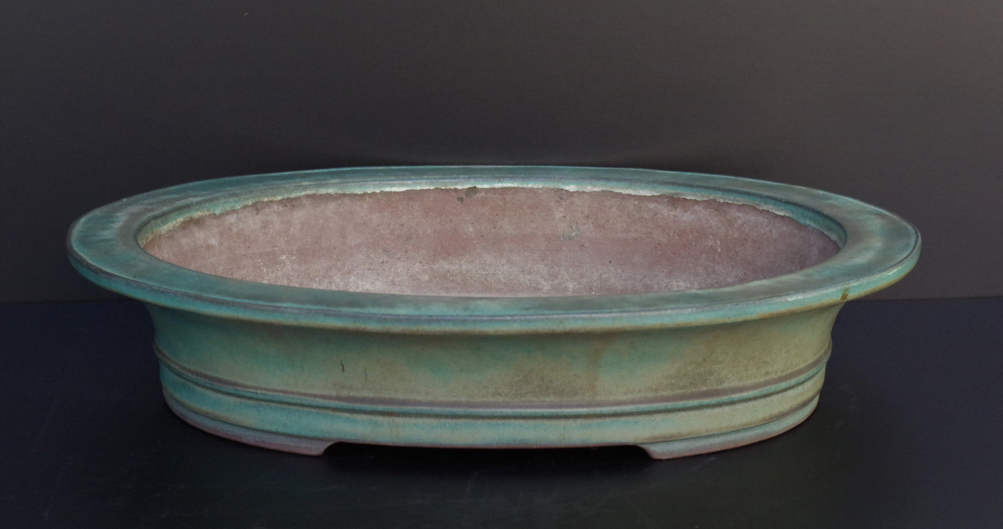 Bonsai Pot Tokoname Kakuzan Green Glazed Oval Width 56.0 cm (22.0 in.) Extra Large