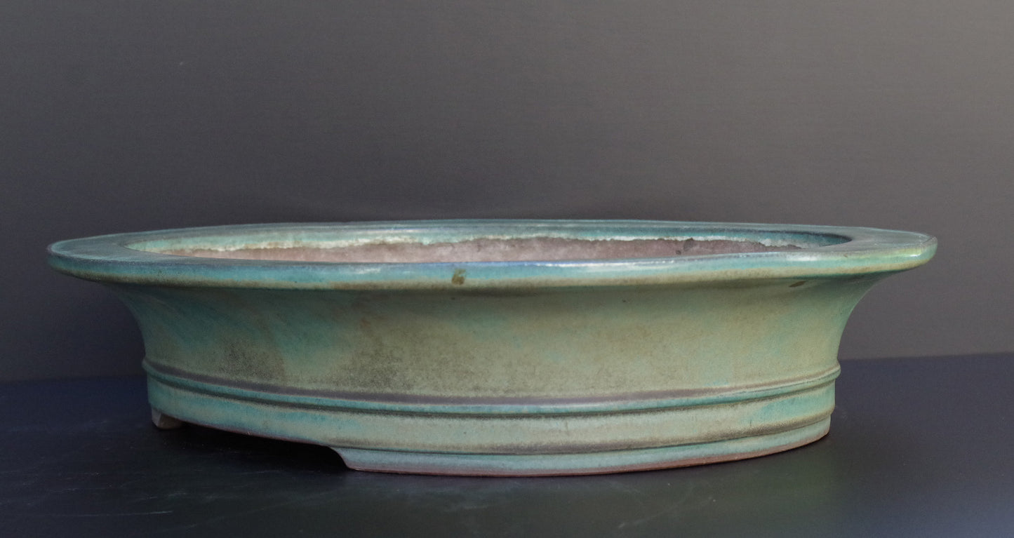 Bonsai Pot Tokoname Kakuzan Green Glazed Oval Width 56.0 cm (22.0 in.) Extra Large