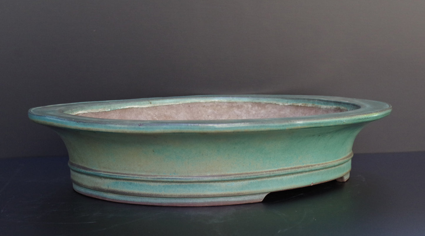 Bonsai Pot Tokoname Kakuzan Green Glazed Oval Width 56.0 cm (22.0 in.) Extra Large