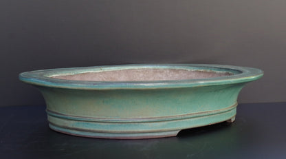 Bonsai Pot Tokoname Kakuzan Green Glazed Oval Width 56.0 cm (22.0 in.) Extra Large