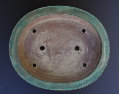 Bonsai Pot Tokoname Kakuzan Green Glazed Oval Width 56.0 cm (22.0 in.) Extra Large