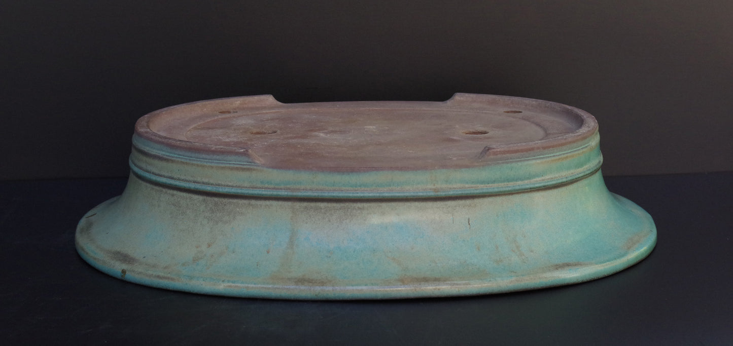 Bonsai Pot Tokoname Kakuzan Green Glazed Oval Width 56.0 cm (22.0 in.) Extra Large