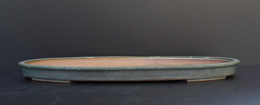 Bonsai Pot Tokoname REIHO Oval Green Glazed Width 56.4 cm / 22.2 in.Extra large