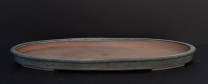 Bonsai Pot Tokoname REIHO Oval Green Glazed Width 56.4 cm / 22.2 in.Extra large