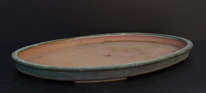 Bonsai Pot Tokoname REIHO Oval Green Glazed Width 56.4 cm / 22.2 in.Extra large
