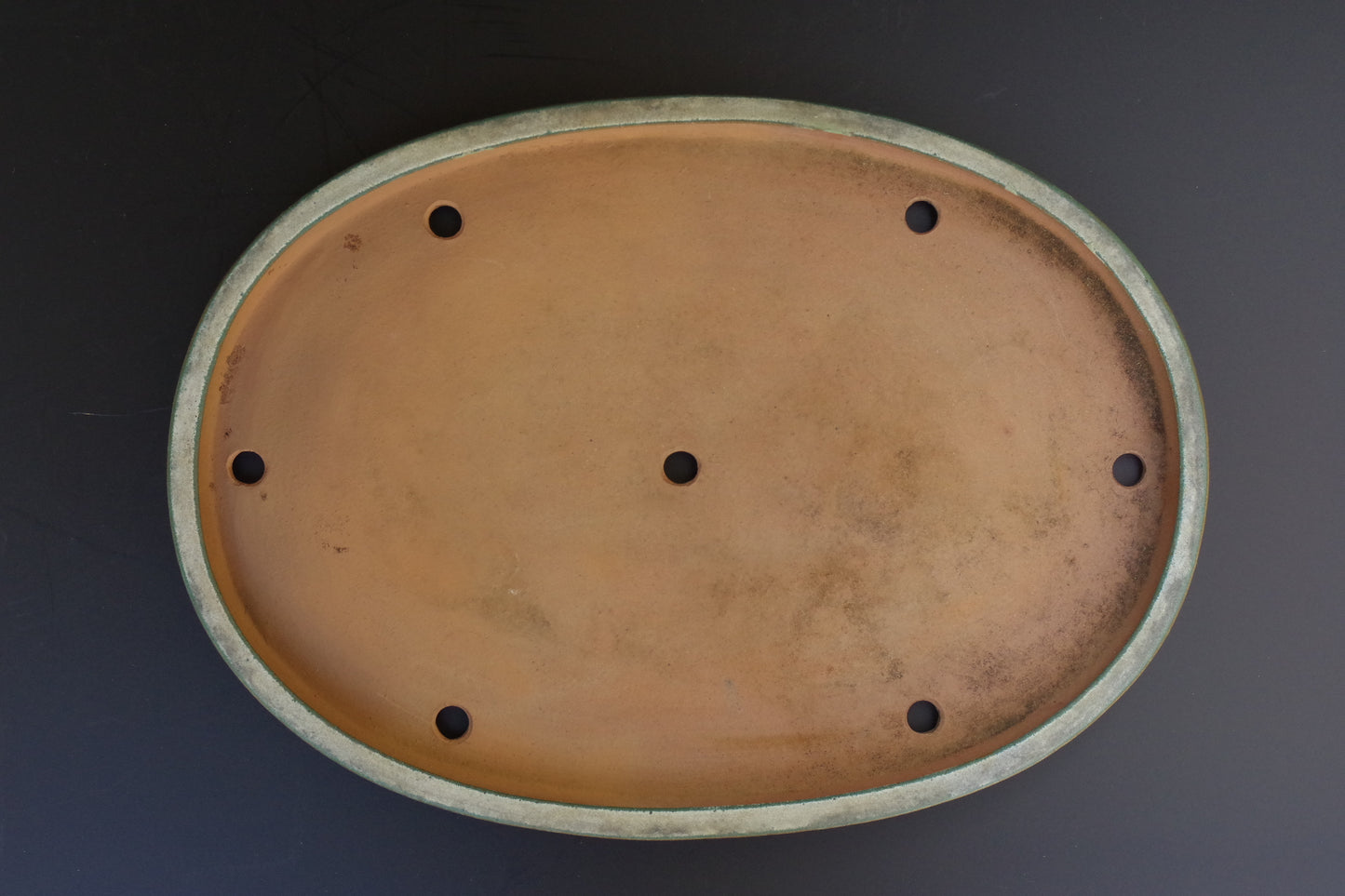 Bonsai Pot Tokoname REIHO Oval Green Glazed Width 56.4 cm / 22.2 in.Extra large