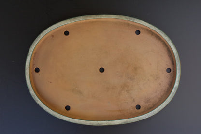 Bonsai Pot Tokoname REIHO Oval Green Glazed Width 56.4 cm / 22.2 in.Extra large