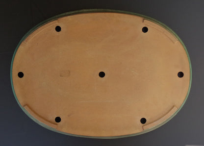 Bonsai Pot Tokoname REIHO Oval Green Glazed Width 56.4 cm / 22.2 in.Extra large