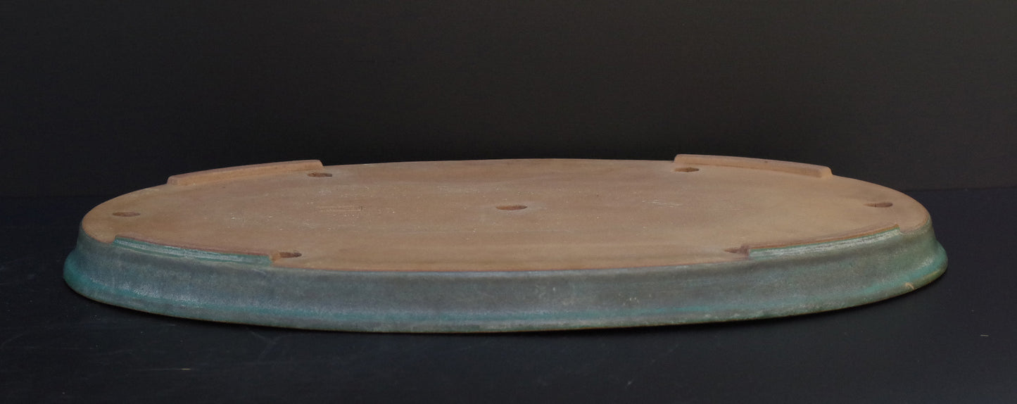 Bonsai Pot Tokoname REIHO Oval Green Glazed Width 56.4 cm / 22.2 in.Extra large