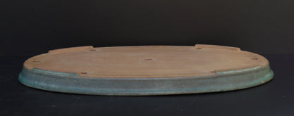 Bonsai Pot Tokoname REIHO Oval Green Glazed Width 56.4 cm / 22.2 in.Extra large