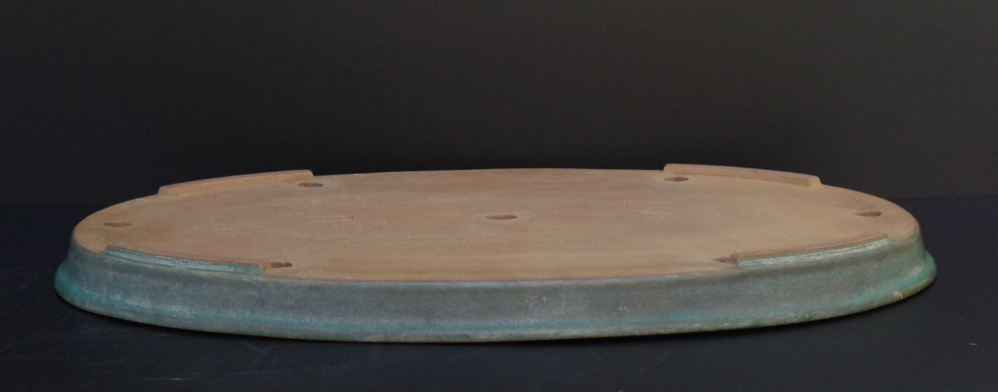 Bonsai Pot Tokoname REIHO Oval Green Glazed Width 56.4 cm / 22.2 in.Extra large