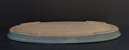 Bonsai Pot Tokoname REIHO Oval Green Glazed Width 56.4 cm / 22.2 in.Extra large