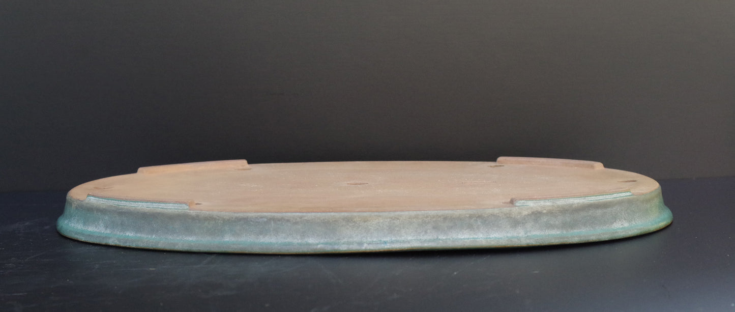 Bonsai Pot Tokoname REIHO Oval Green Glazed Width 56.4 cm / 22.2 in.Extra large