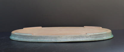 Bonsai Pot Tokoname REIHO Oval Green Glazed Width 56.4 cm / 22.2 in.Extra large