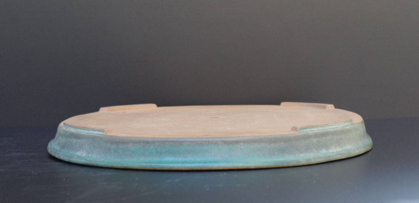 Bonsai Pot Tokoname REIHO Oval Green Glazed Width 56.4 cm / 22.2 in.Extra large
