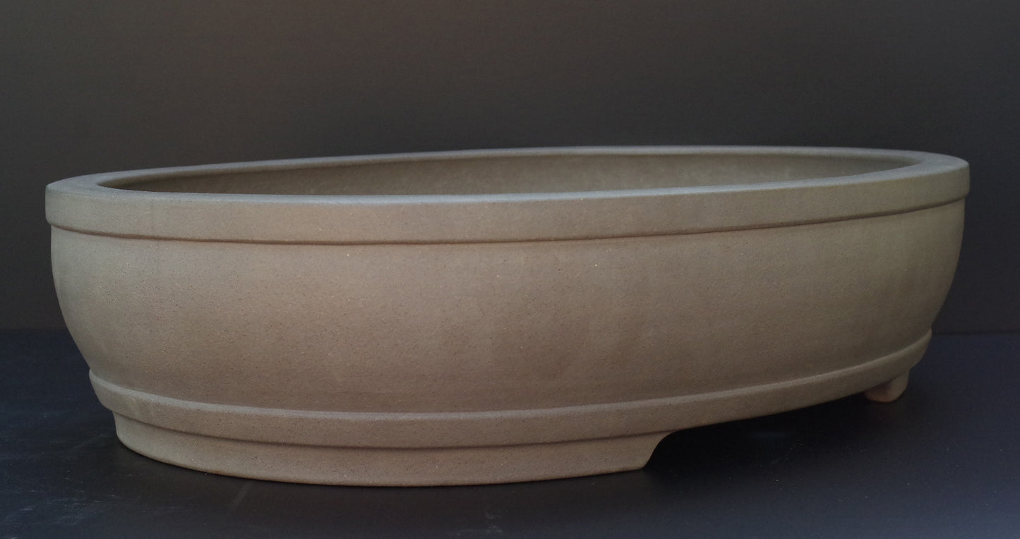 Bonsai Pot Tokoname Keizan -en Unglazed Oval Deep Width 64 cm /25.2 in.Extra Large