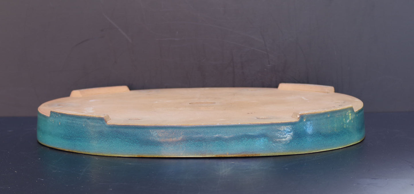 Bonsai Pot Harumatsu Green Glazed Oval Width 62.4 cm (24.6 inches) Extra Large