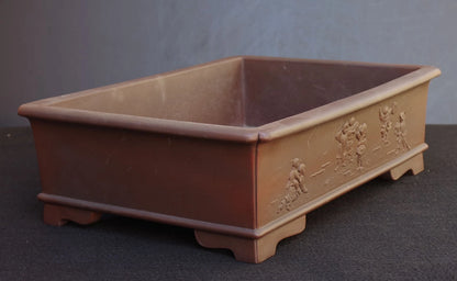Bonsai Pot Tokoname Senkoen Unglazed Rectangular Width 47.0 cm (18.5 in.) Large