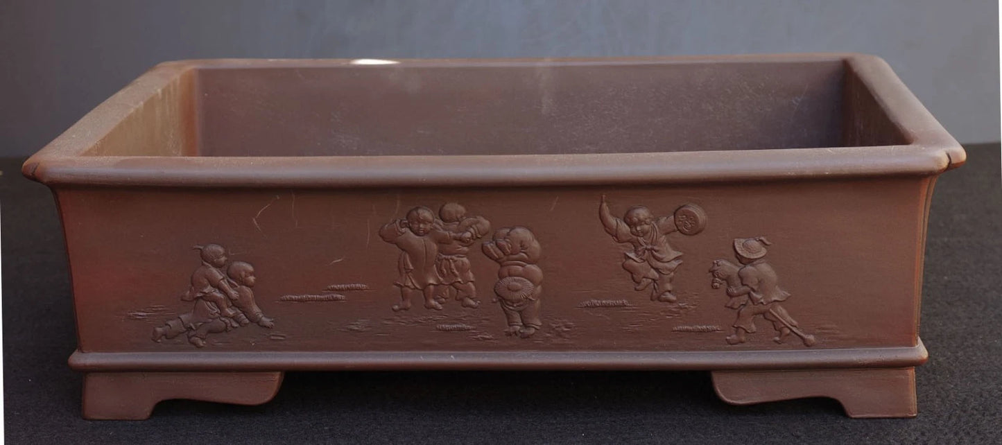 Bonsai Pot Tokoname Senkoen Unglazed Rectangular Width 47.0 cm (18.5 in.) Large