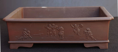 Bonsai Pot Tokoname Senkoen Unglazed Rectangular Width 47.0 cm (18.5 in.) Large