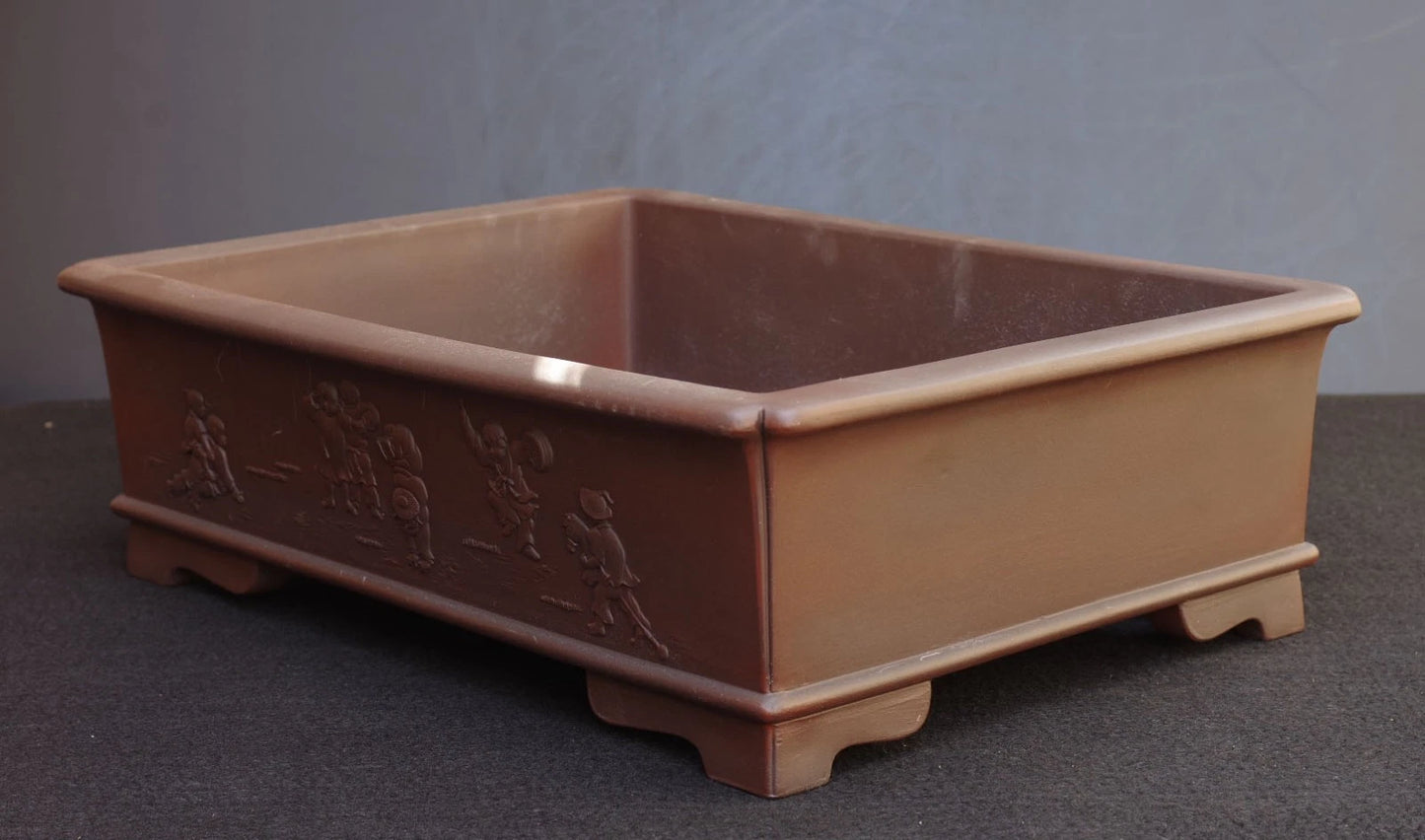 Bonsai Pot Tokoname Senkoen Unglazed Rectangular Width 47.0 cm (18.5 in.) Large