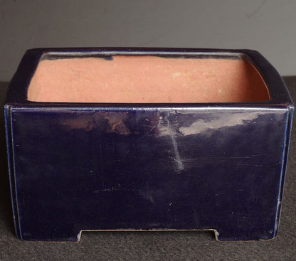 Bonsai Pot Tokoname Reiho Deep Blue Glaze Square Deep Width 23.1 cm (9.09 in.)