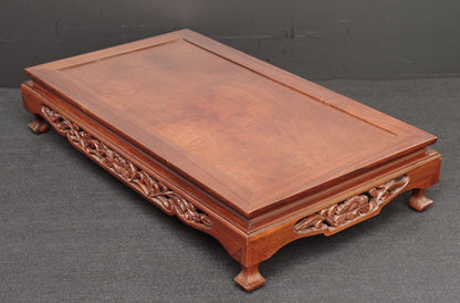 Premium Solid Rosewood Bonsai Table Stand- Ornate Pierced Carving Display Plinth