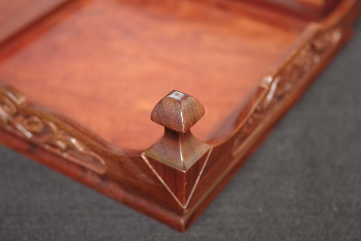 Premium Solid Rosewood Bonsai Table Stand- Ornate Pierced Carving Display Plinth