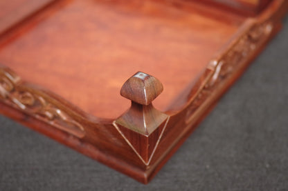 Premium Solid Rosewood Bonsai Table Stand- Ornate Pierced Carving Display Plinth
