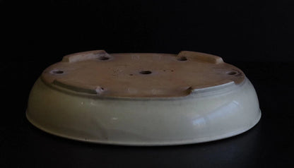Bonsai Pot Tokoname Shuho White Glazed Oval Width 39.7 cm (15.63 in.) Large