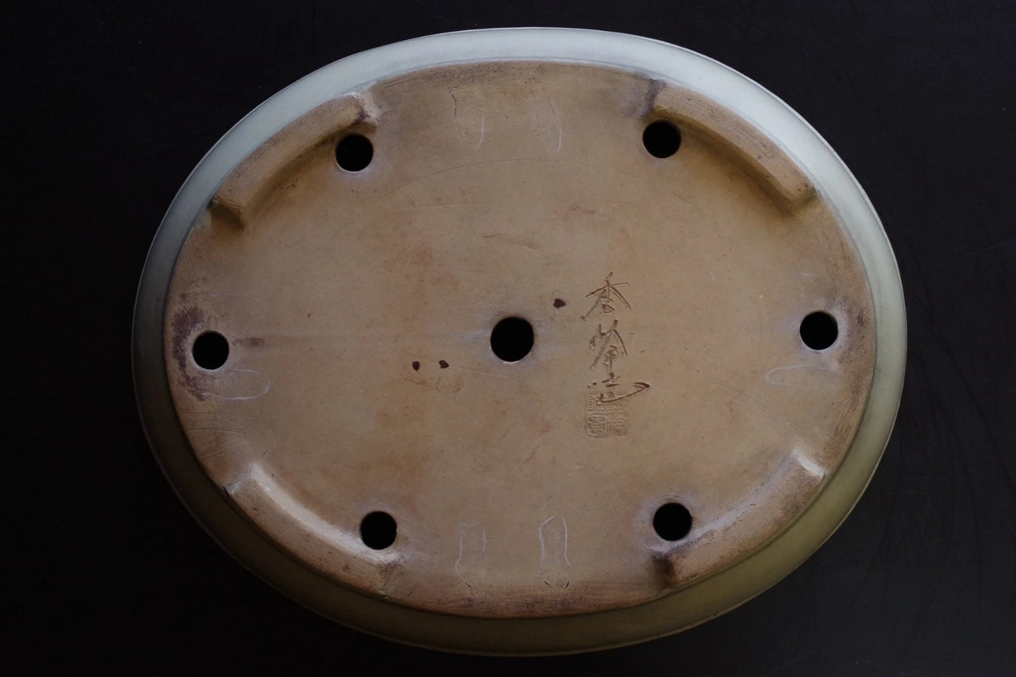 Bonsai Pot Tokoname Shuho White Glazed Oval Width 39.7 cm (15.63 in.) Large