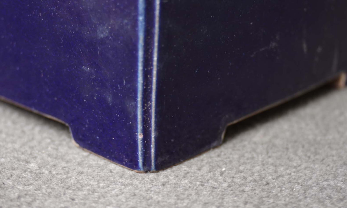 Bonsai Pot Tokoname Reiho Deep Blue Glaze Square Deep Width 23.1 cm (9.09 in.)