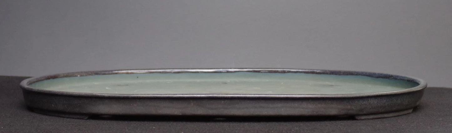 Bonsai Pot Seto Harumatsu Navy Blue Glazed Oval Width 75.0 cm (29.7 in.) Extra Large
