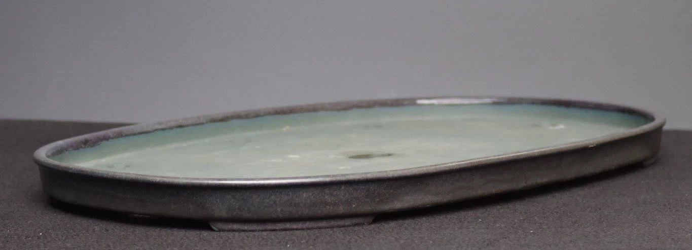 Bonsai Pot Seto Harumatsu Navy Blue Glazed Oval Width 75.0 cm (29.7 in.) Extra Large