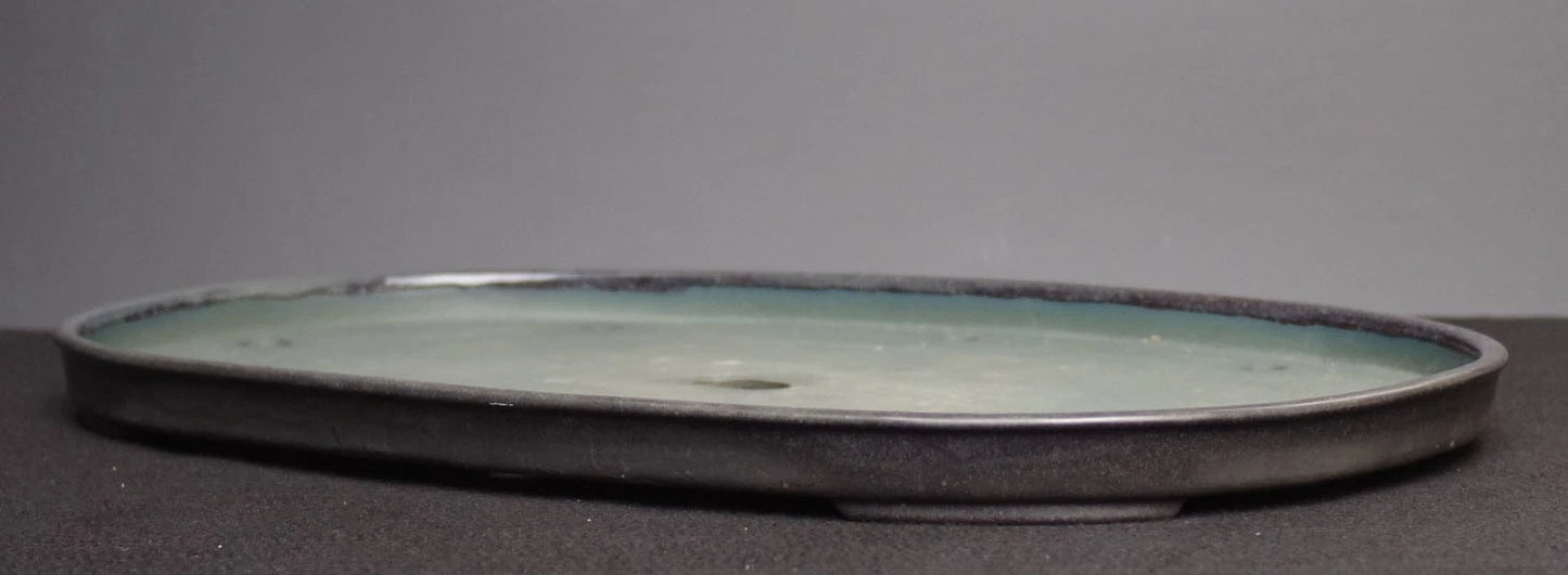 Bonsai Pot Seto Harumatsu Navy Blue Glazed Oval Width 75.0 cm (29.7 in.) Extra Large